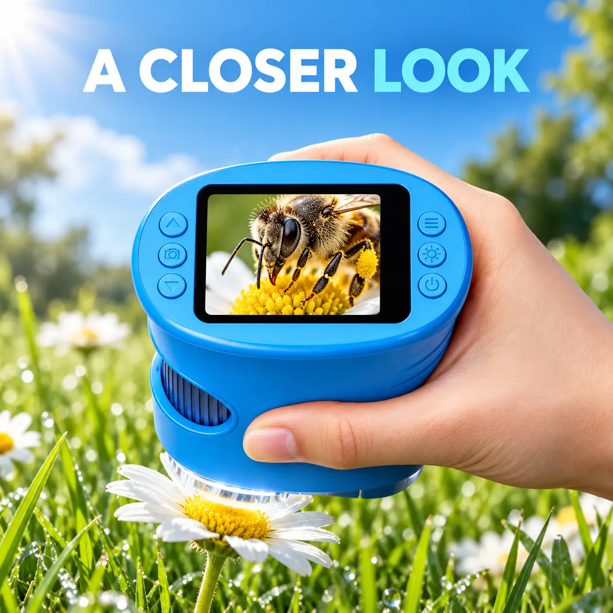 【2027 Upgrade】1000X Portable Digital Microscope for Kids, 4K Handheld Microscope Camera with 2.0" HD Screen, Rechargeable Mini Science Microscope, Outdoor Exploration Toy, STEM Gifts for Ages 3+