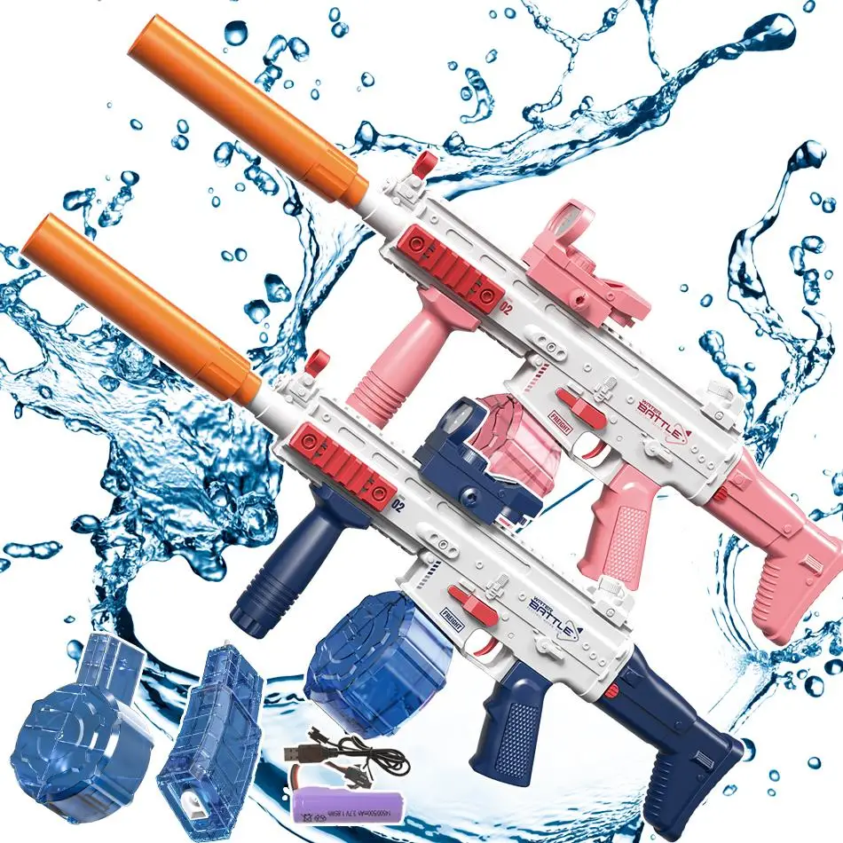Electric Automatic Water Gun Toy Water Blaster, 1 Set Automatic Squirt Watergun, Portable Summer Outdoor Beach Firing Shooting Game Water Fight Toy, O