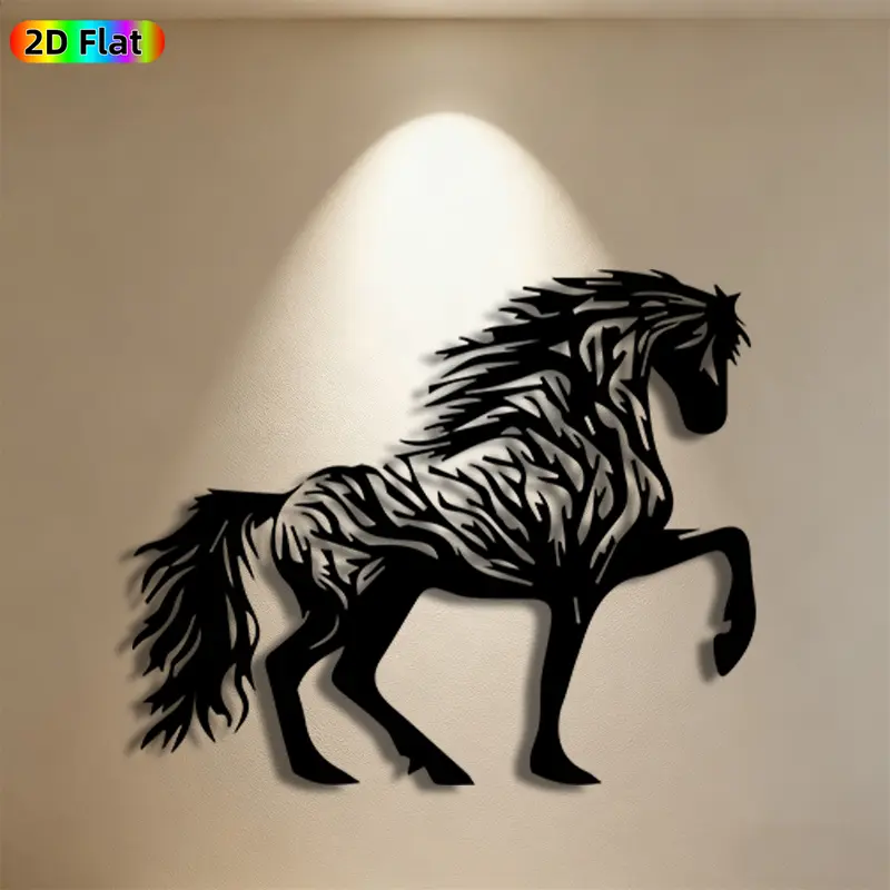 1pc Running Horse Metal Wall Art, Dynamic Running Horse Statue Mural, Ideal Gift for New Year, Christmas, Equestrian Decor Enthusiasts, Weather-Resistant Metal Wall Decor , Perfect for Living Room Wall & Garden Fence, Unique Home & Outdoor Decor