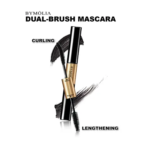 BYMOLIA 2-in-1 Dual-Ended Voluminous Enhancing Mascara - Waterproof, Curling, Lengthening, Lightweight, 24H Smudge-Proof, Glycerin-Infused, Alcohol-Free, Animal By-Product-Free, 36-Month Limited Edition Black Makeup for Adults