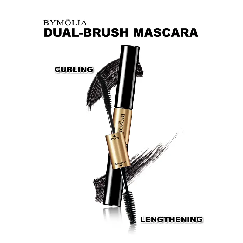 BYMOLIA 2-in-1 Dual-Ended Voluminous Enhancing Mascara - Waterproof, Curling, Lengthening, Lightweight, 24H Smudge-Proof, Glycerin-Infused, Alcohol-Free, Animal By-Product-Free, 36-Month Limited Edition Black Makeup for Adults