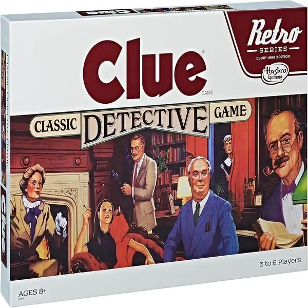 Retro Series Clue 1986 Edition Board Game, Classic Mystery Family Game for Kids and Adults, 3–6 Players, Ages 8+
