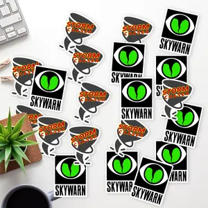 Stickers Pack 20 Pcs Skywarn Colorful Tornado Bumper Waterproof Guitar Laptop Luggage Vinyl Bottle Aesthetic Car Skateboard Water Bike