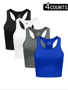 Women's Scoop Neck Sports Vest, Quick Drying Sports Tank Top for Yoga Gym Workout Running, Ladies Sportswear Clothing for Fall, Breathable Workout Tops