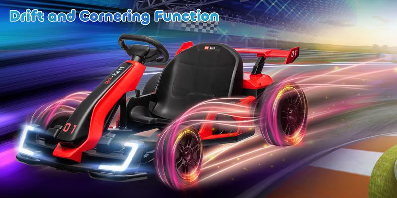 Aosom 24V Electric Go Kart, 7.5/8.1mph, Drifting Car Battery Powered Ride on Toy with Slow Start, Music, Horn, for 6-12 Years Old Aosom 24V Electric Go Kart, 7.5/8.1mph, Drifting Car Battery Powered Ride on Toy with Slow Start, Music, Horn, for 6-12 Years Old