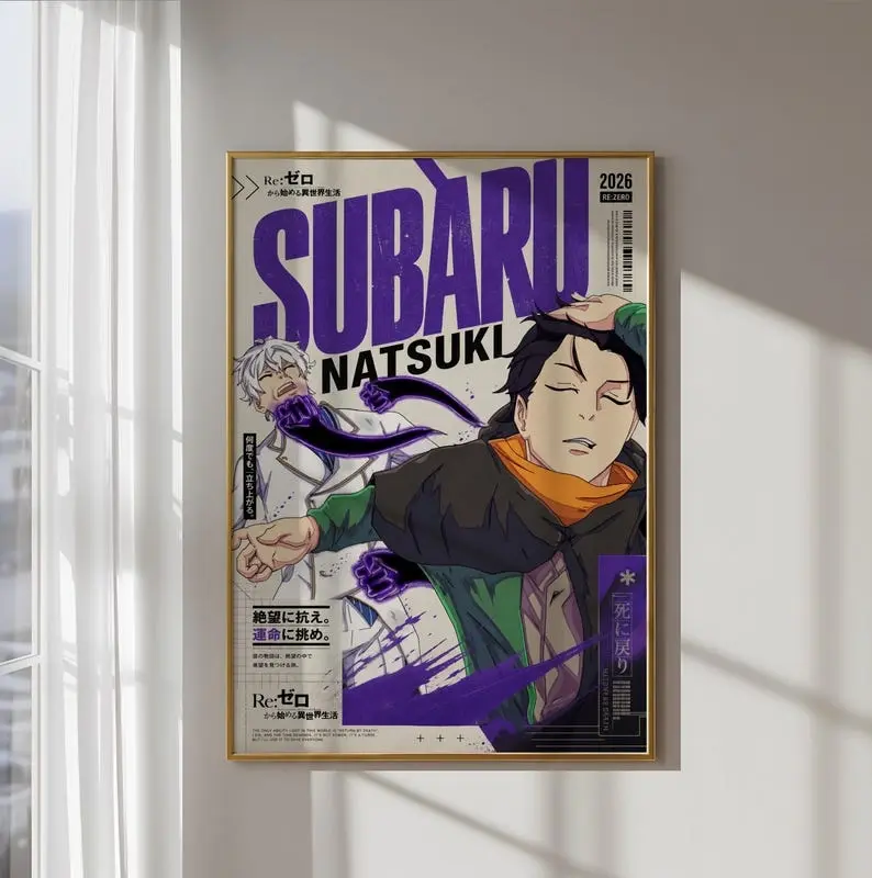 NO FRAME - Subaru Natsuki Anime Poster, Return by Death Manga Wall Art, Otaku Room Print Home Decor, Gift For Fans
