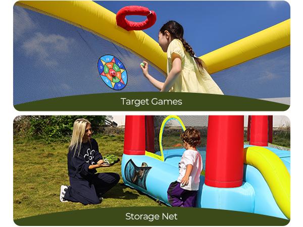 Outfunny Bounce House with Slide, Inflatable Bouncy House for Kids 3-8, Outdoor&Indoor, Bounce Area 8'x8', Capacity 400 lb