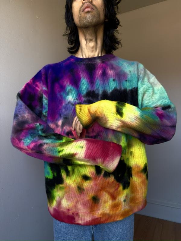 Men’s XL black rainbow sweater Lambswool pullover