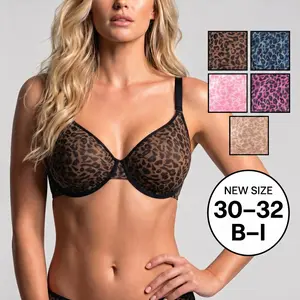 HSIA Leopard Wild Unlined Plus Size Breathable Soft Mesh No Padding Underwire Women Bra Womenswear Vneck