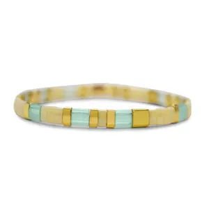 Skylar Paige BREATHE Morse Code Tila Beaded Bracelet - Mint To Be
