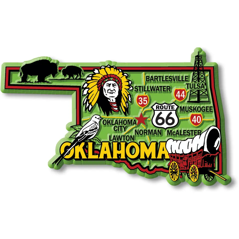 Oklahoma Colorful State Magnet by Classic Magnets, 4.2" x 2.5"