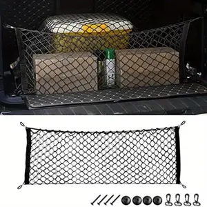 Cargo Net Adjustable Car Trunk Cargo Storage Organizer Net Universal SUV Car Pickup Truck SUV Car Interior Accessories Webbing Strap Adjustable Ropes Durable Tie Downs