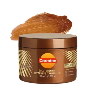 Carroten Gold Shimmer Tanning Gel | Browning Tan Accelerator | Non-Greasy, Water-Resistant with Carrot & Coconut Oil | Vitamin A & E For Moisture & Hydration | 5 Fl Oz