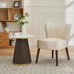 Modern Suede Accent Chair - Mid-Century Kitchen Chair with Backrest & High-Density Foam Cushion, Soft Velvet Upholstery, Armless Accent Chairs for Living Room Bedroom Kitchen Dining Room