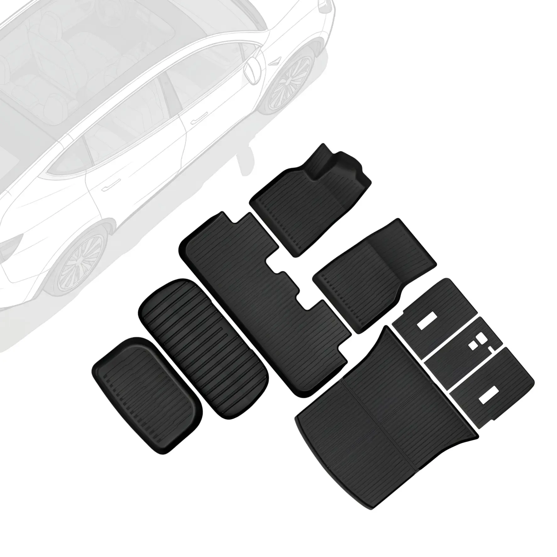 OEDRO TPE Floor Mats fits 2025-2026 Tesla Model Y New Version, All Weather, Waterproof