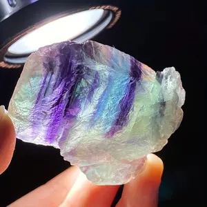 Colorful Fluorite Raw Stone Seven-Stripe Rainbow Light Crystal Home Decoration DIY Jewelry Material Holiday Gift Aromatherapy Companion decorative ornament sculpture desk decor