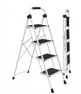 Step Ladder,Ultra-Thin Folding Step Stools 330 lbs Capacity, 2-Inch Thin for Storage, Anti-Slip Pedals & Handrails, Sturdy Steel for Home