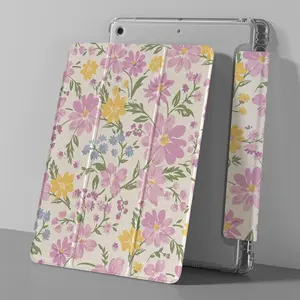 Floral Pattern Tablet Case with Pen Slot, Shockproof Tablet Protective Cover, Tablet Accessories Compatible with iPad Mini 6/9.7/10.2/10.5/Air 4/Air 5/10th