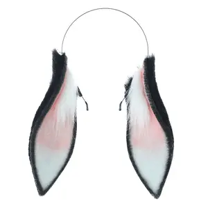[Free Shipping]Cute plush faux animal ear headwear cosplay handmade hanging ear rabbit hair hoop