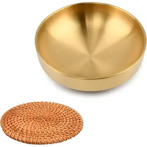 Gold Key Bowl, 8.07 Inch Decorative Bowls for Entryway Table with Coaster, Modern Key Holder Fruit Dish Catch All Bowl for Kitchen Counter Home Decor(19cm)