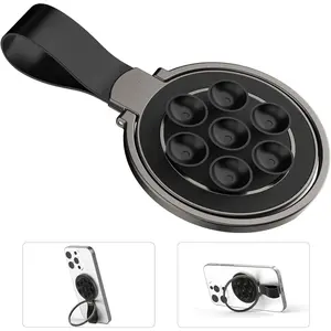 Magnetic Phone Ring for MagSafe Grip [Sucker] [Super Magnet] [Magnet Phone Stand Grip Compatible with Car Mounts] Mag Safe Accessory for iPhone 17/16/15/14/13 Pro Max Plus, Black