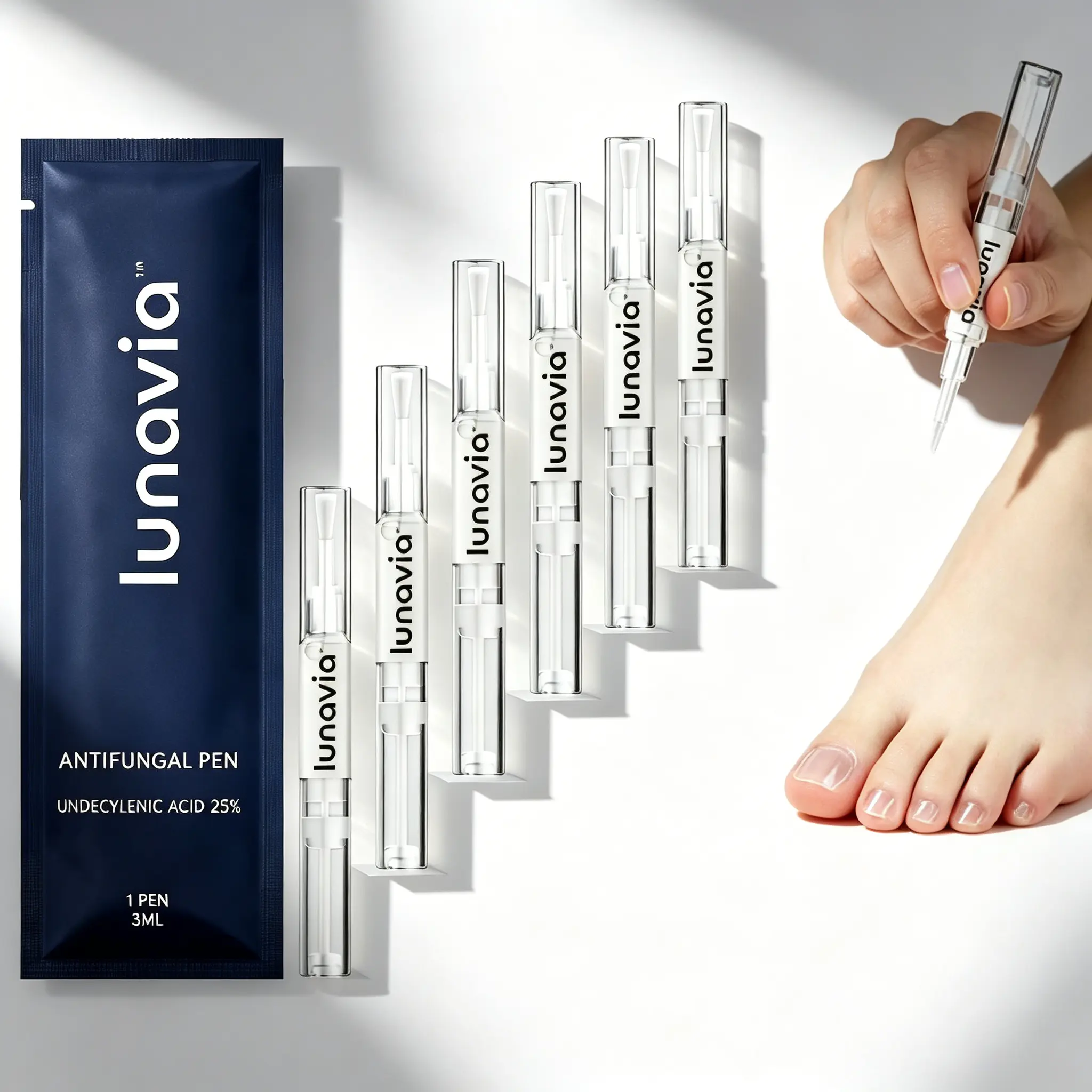 Lunavia Antifungal Pen UNDECYLENIC ACID 25% for Athlete's Foot Jock Itch & Ringworm Treatment 3ML Toe Polish Vecnythra Solution