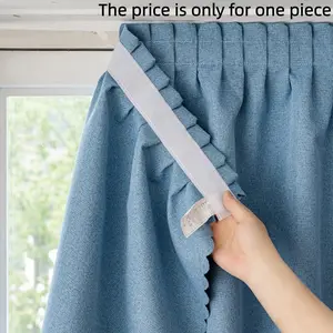 1PC Modern Simple Cotton-Like Cream Style Room Decor Curtain, Dustproof Thermal Insulated UV-Blocking Full Blackout Polyester, Self-Adhesive Magic Tape Installation