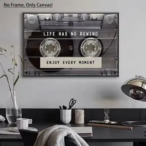 Room Decor Cassette Tape Pattern Unframed Painting, 1 Count Modern Wall Art, Wall Decor for Home Living Room Bedroom Office School, Vanity Decor Accessories.