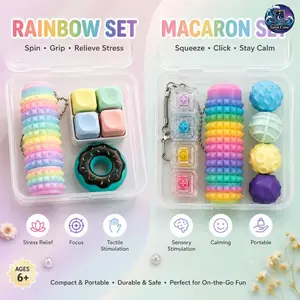 3-in-1 Fidget Toys Set: Spiky Grippie Stim Keychain, Mini Pop Keyboard & Stress Relief Magnetic Balls – Perfect Gift for Friends