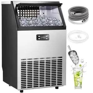 Kismile Commercial Ice Maker Machine, 2025 Upgraded 100lbs/24H Stainless Steel Ice Machine with 33lbs Storage Capacity, Self-Cleaning Freestanding Ice Maker for Home Bar Restaurant Office Outdoor
