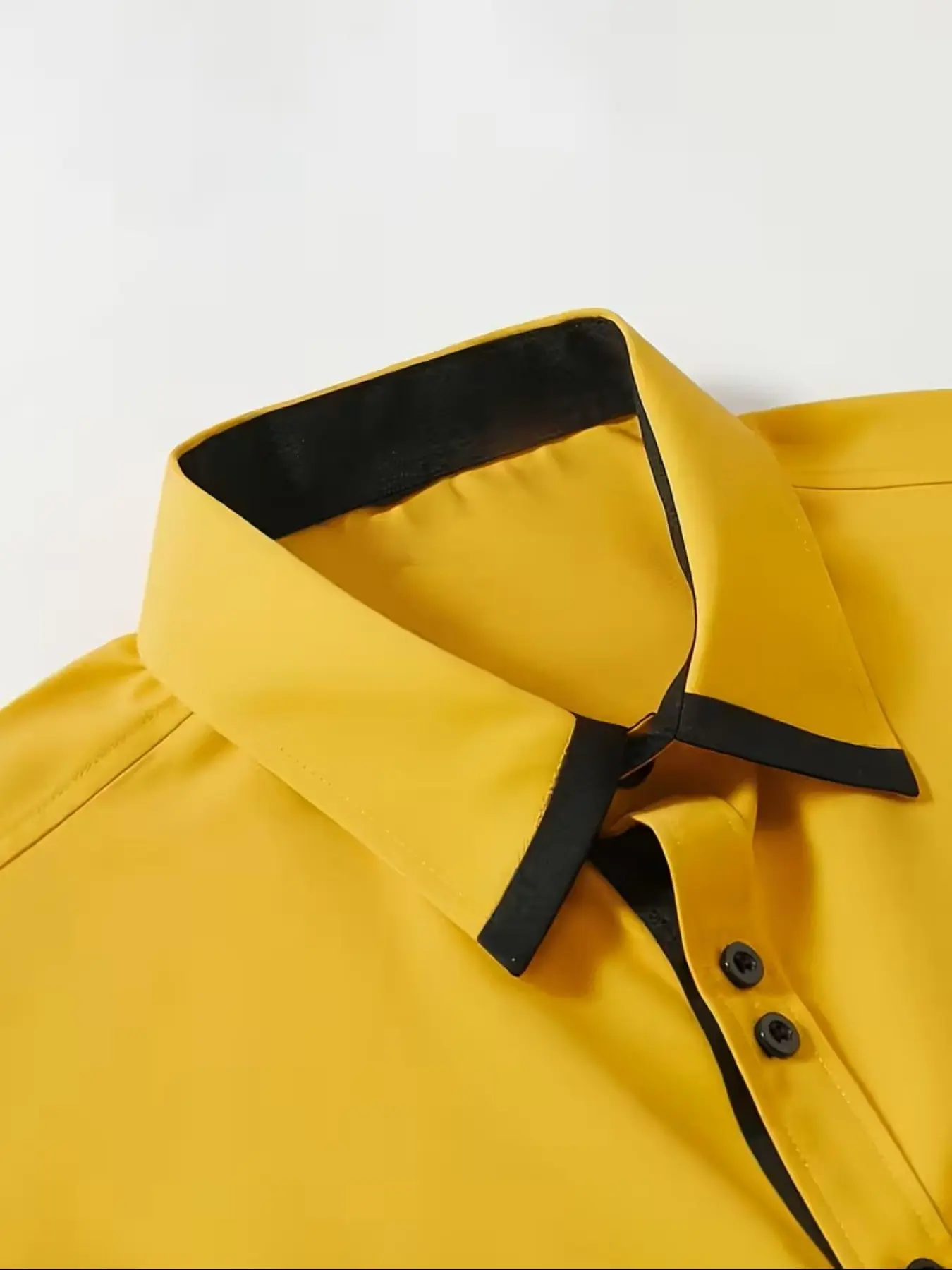 BROADTOUR Men's Slim Fit Solid Bright Yellow Black Trim Collar & Cuffs Button-Down Shirt, Chest BROADTOUR Men's Slim Fit Solid Bright Yellow Black Trim Collar & Cuffs Button-Down Shirt, Chest