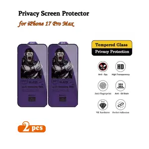 2pcs Professional Privacy Screen Protector for iPhone 17 Pro Max, Anti-Spy Tempered Glass, 28° Side Privacy, 9H Hardness, Oleophobic Coating, Scratch Resistant, Bubble-Free, Long-Lasting, for Business & Luxury Gift