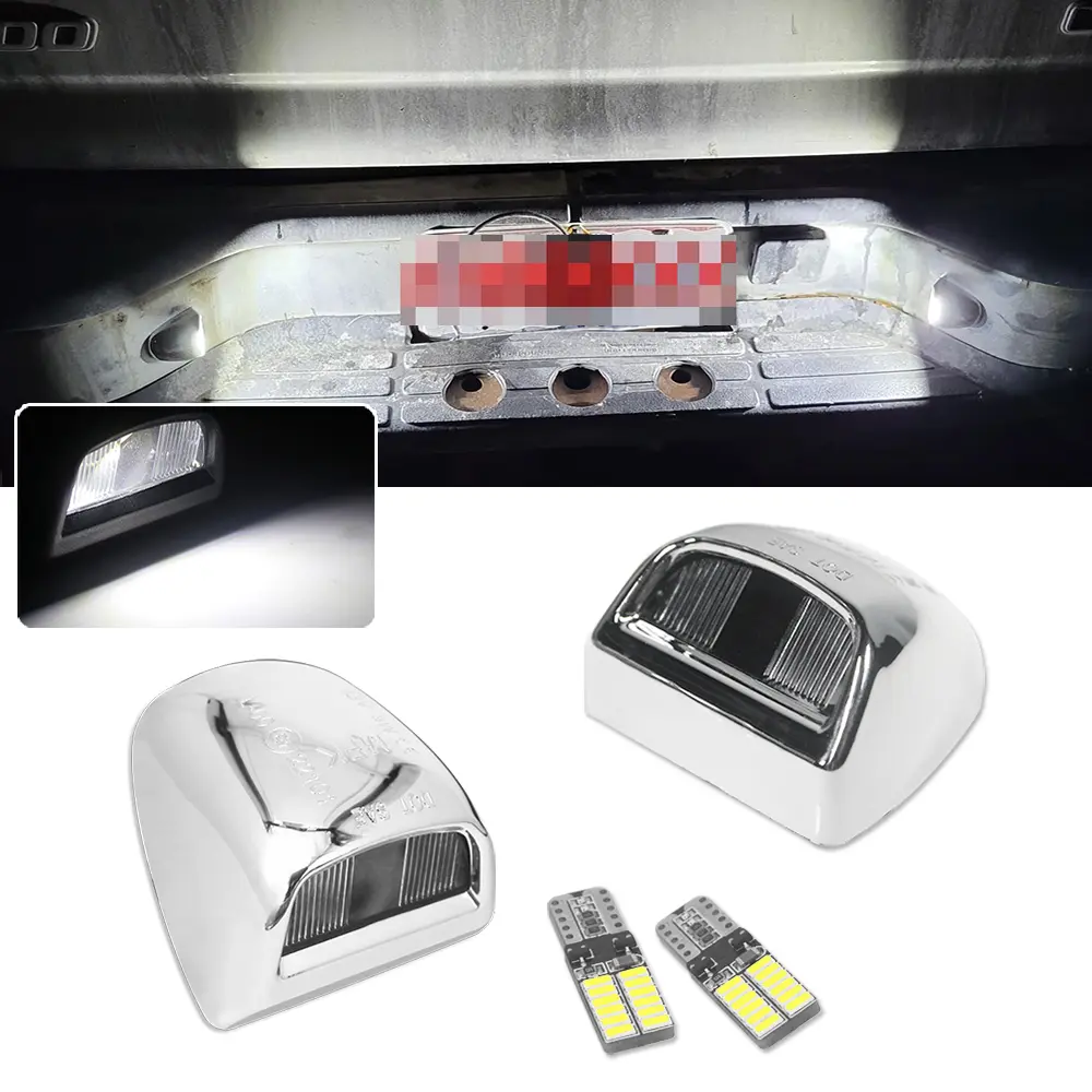 2PCS Chrome Silver Lens LED White/ Amber/ Blue/ Ice Blue/ Red License Number Plate Light For Cadillac Escalade ESV EXT For Chevy Silverado Avalanche Suburban Tahoe For GMC Sierra Yukon XL 1500 2500 3500 T10