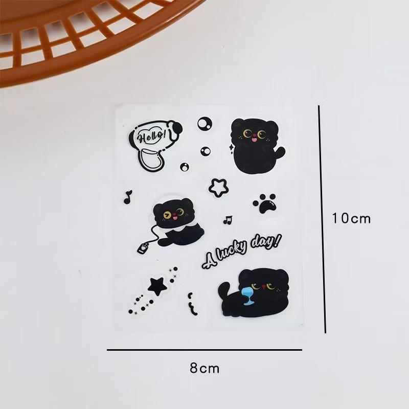 4 Sheets / Over 50 Stickers Little Black Cat Journal Stickers Waterproof PET 10cm x 8cm DIY Decorative for Water Cups Phone Cases Hello Cute Gifts for Girls Teens Great for BFFs, Lovers & Kids' Valentine Exchanges scrapbook supplies