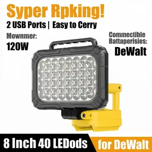Dewalt 20v Cordless LED Work Light, 120w 4000lm Wide Beam, Dual USB Charging, Ideal for Camping, Emergency, Workshop, Garage