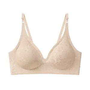 Womens Jelly Bras Wireless Comfortable Soft Push Up Bralettes Seamless Tshirts Bras Deep V Everyday Bras
