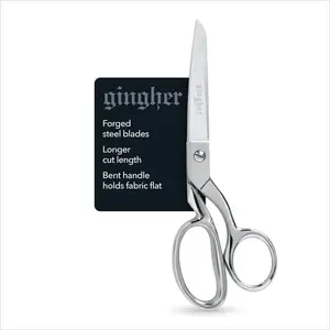 Gingher 8 Inch Forged Steel Blades Dressmaker Shears with Bent Handle & Chrome Finish for Precise Fabric Cutting & Seamless Stitching Sewing Supplies Crafts Sewing Tools