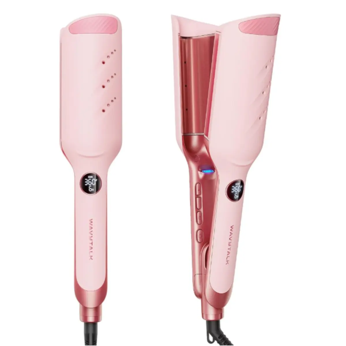 Wavytalk Power Wave Hair Crimper, Curling Iron Hair Crimper Waver, Ventilation Design for Less Damage, Ionic Reduces Frizz, Effortless-Waver, Dual Voltage Crimping Iron, Pink