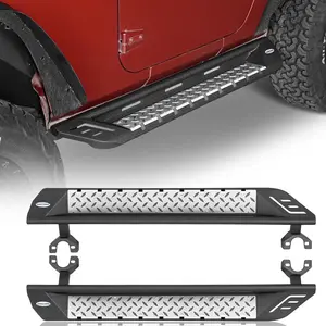 Hooke Road Wheel To Wheel Running Boards Side Step Bars For 2007-2018 Jeep Wrangler JK 2-Door Vehicle Accessories
