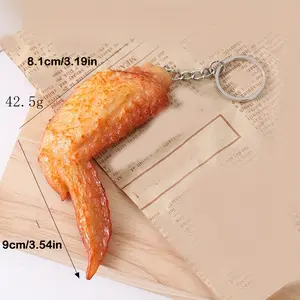 1/20pcs New Chicken Leg Chicken Wing Keychain Imitation Orleans Grilled Wing Key Chain Bag Decoration Pendant