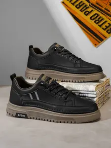 Men's PU Leather Waterproof Low-Top Skate Shoes, Fashionable All-Season Casual Sneakers, Lightweight and Durable Outdoor Sports Footwear