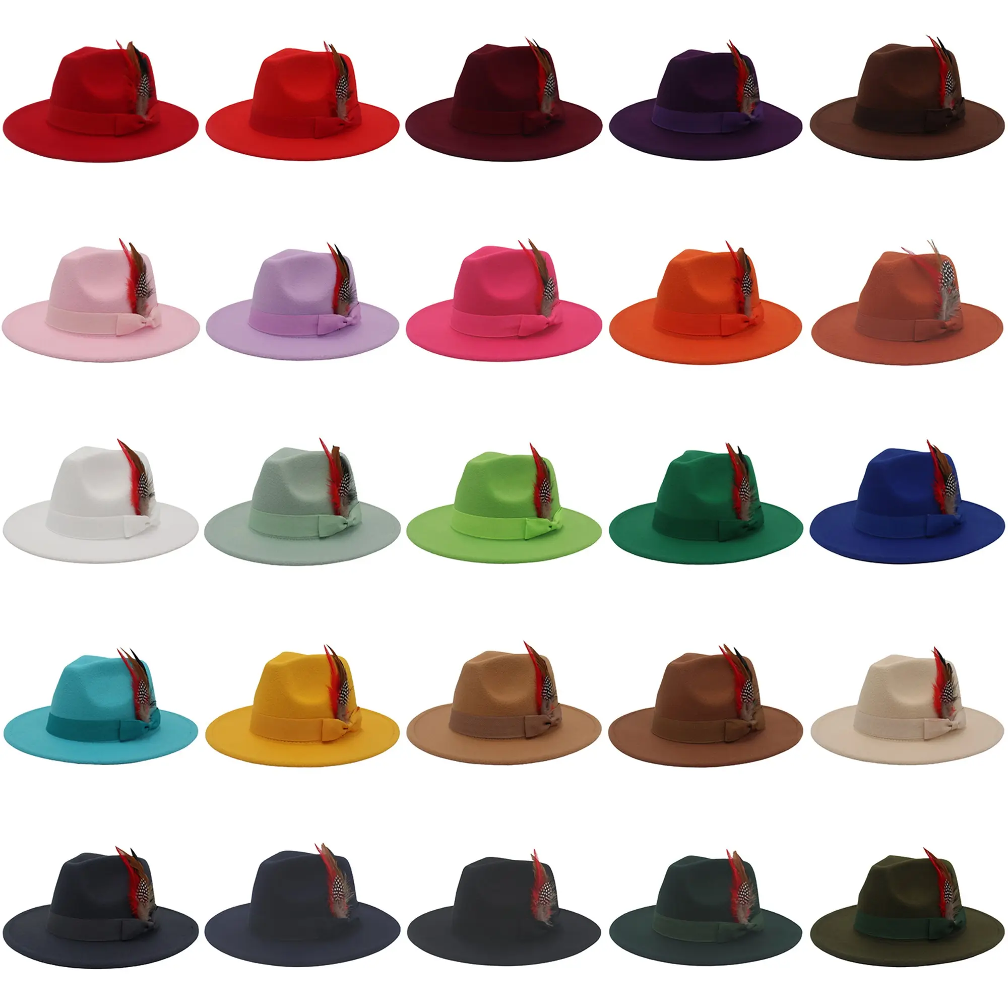Vintage Elegant Feather Fedora Hat for Men and Women - Soft Wide Brim Multiple hats men solar powered fan hat cowboy hat Handcrafted Caps