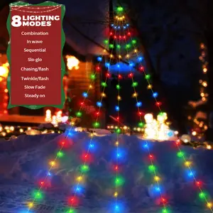 【Black Friday Deal】Large Size Solar Christmas Tree Lights, 16.5FT Solar Waterfall String Lights Outdoor, 8 Modes  Outdoor Solar Christmas Lights Decortions for Eaves, Tree, Patio, Wall