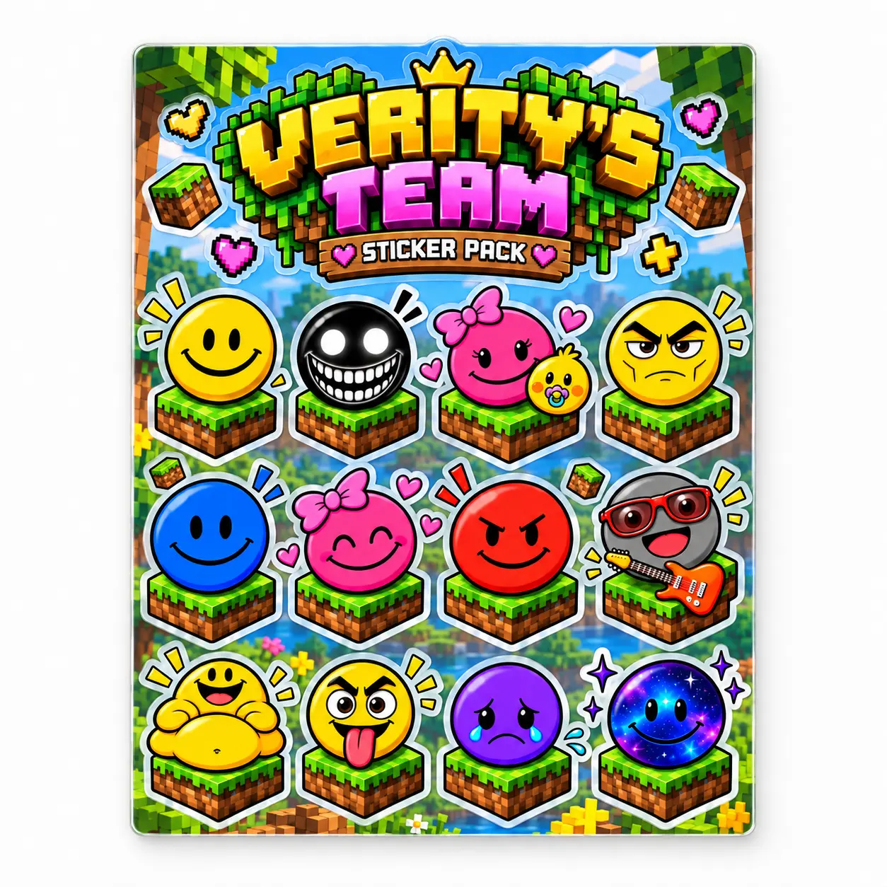Verity's Team Clear Vinyl Sticker Pack: 12 Pixel Gamer Stickers