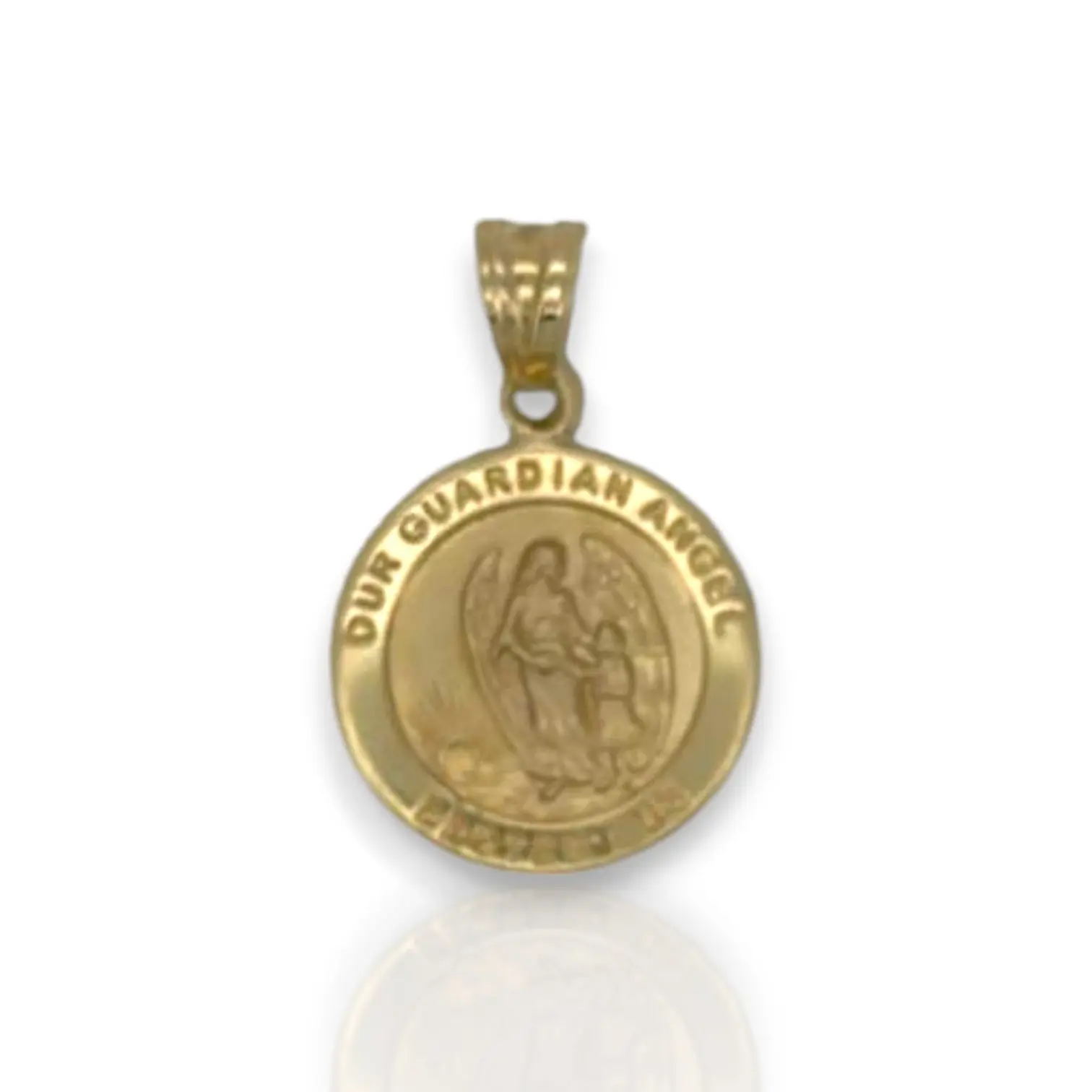 Guardian Angel Medallion Pendant - 14K Yellow Gold