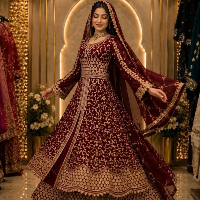 burgundy indian wedding dress Shop Designer Burgundy Wedding Dresses