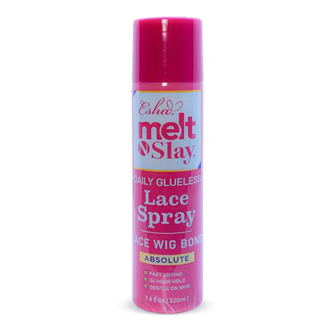 Esha Melt N Slay Glueless Lace Aerosol Spray - Unisex Haircare Non Sticky Gel, Fast Drying, Skin-Gentle, Contains Alcohol, Hydrofluorocarbon, 2.4 fl oz (80mL) Daily Use