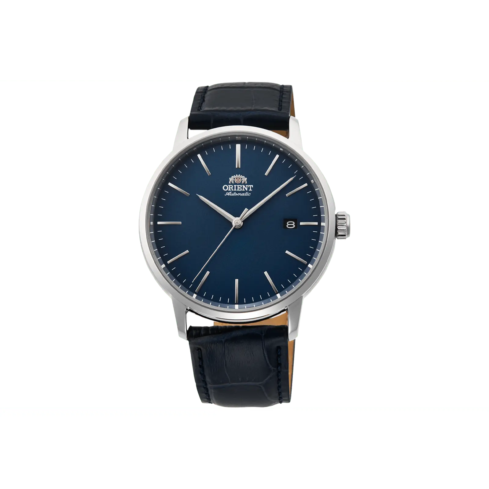 Orient RA-AC0E Classic Unisex Automatic Watch, 40mm Stainless Steel Case with Blue Sunburst Dial, Date Display, 100m Water Resistant, Automatic Watches, Stainless Steel Wristwatch, Mechanical, Basic, Analog Wrist Watches