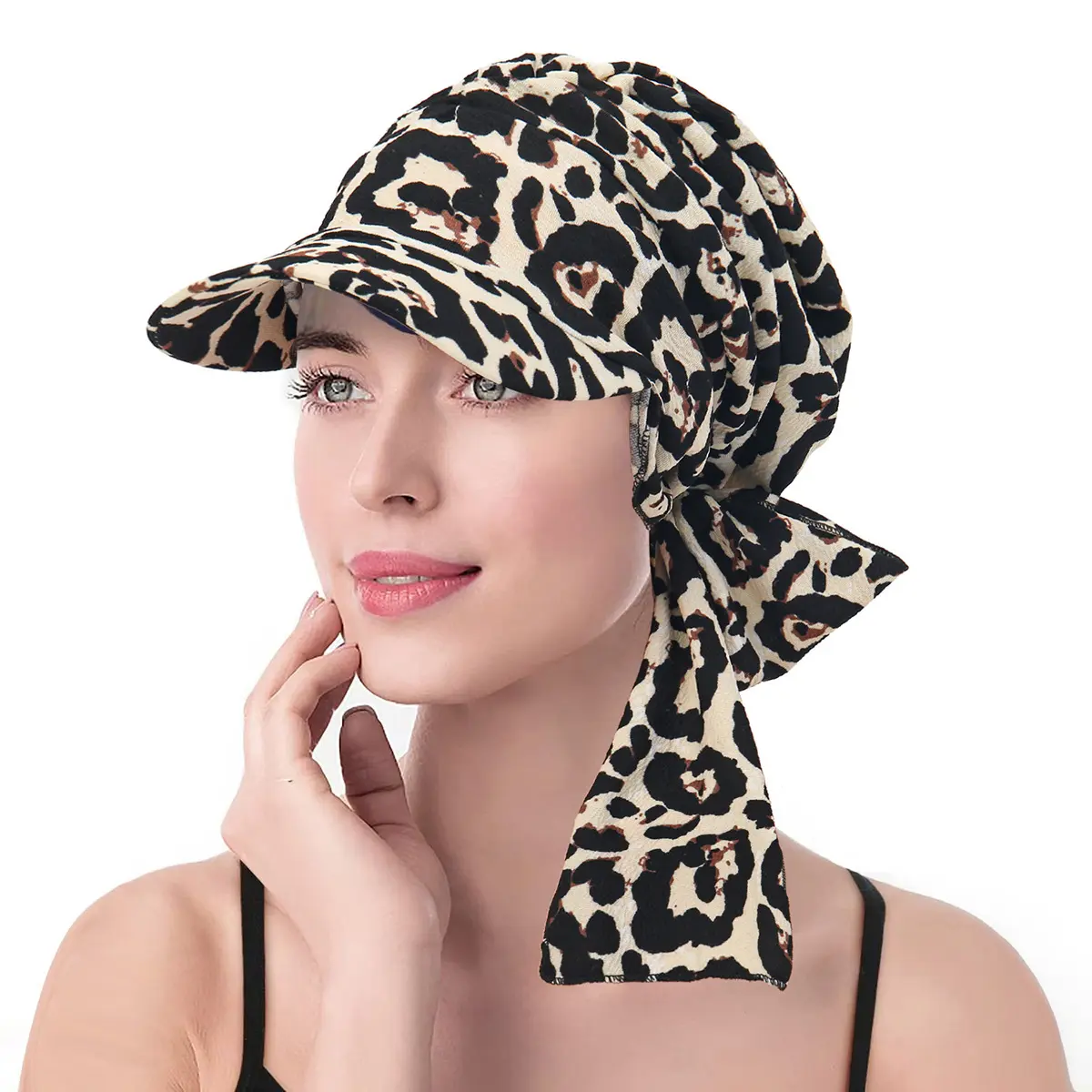 Women's Paisley Print UPF 50+ Anti-UV Brimmed Hijab Hat - Breathable, Lightweight, Casual Outdoor Hat, Fashion Clothes Accessory for Beach, Hiking, Breathable Hijab