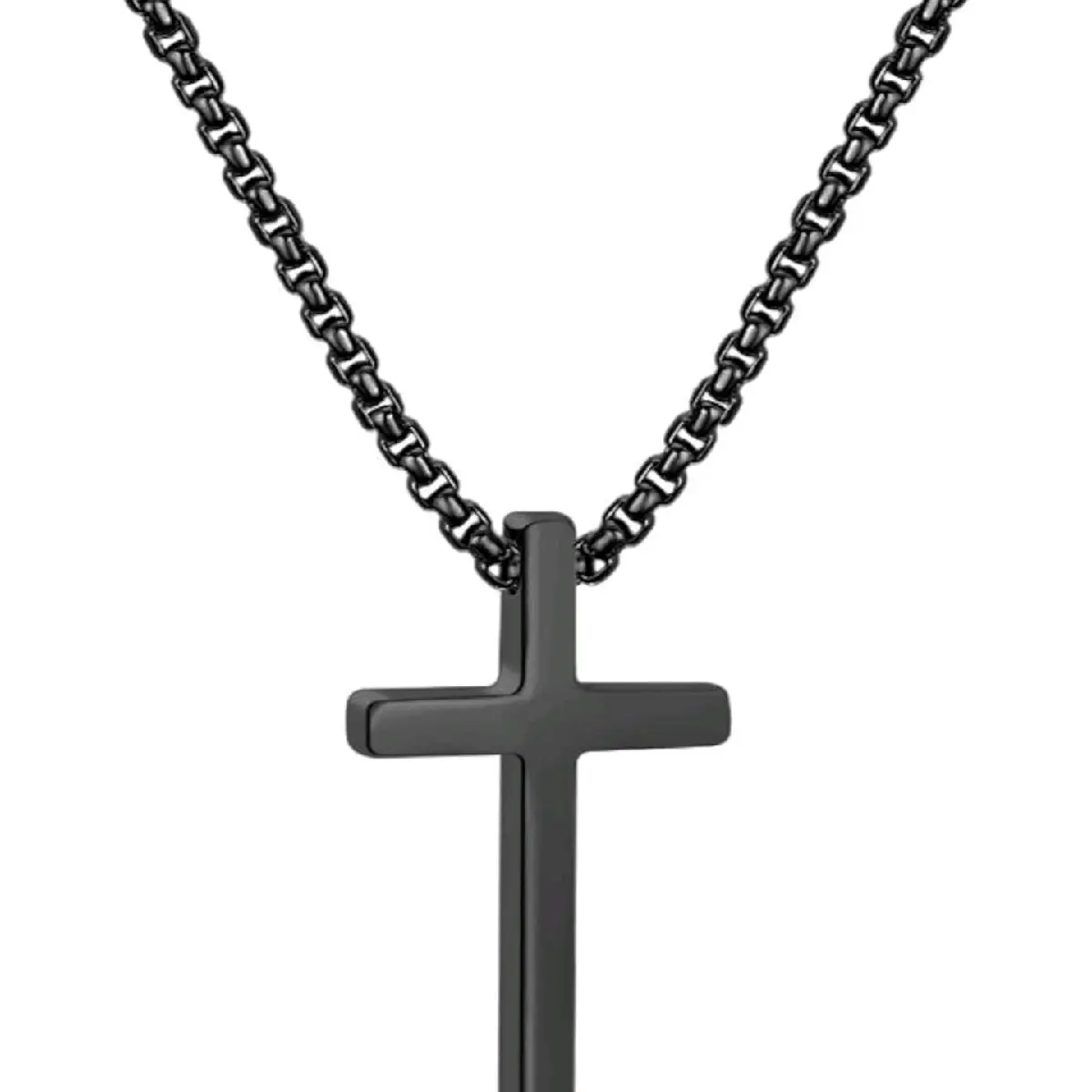 Christian Cross Pendant Necklace | Metal | Black, Silver, and Gold